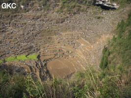 L'entrée de la grotte de Ganmadong 1 s'ouvre au bord NEE d'un ouvala (Guizhou 贵州省, Qiannan 黔南, Pingtang 平塘)