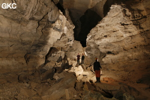 Séance topographie durant le stage de formation. Grotte de Shanwangdong 山王洞 - réseau de Shuanghedongqun 双河洞 - (Suiyang 绥阳, Zunyi Shi 遵义市, Guizhou 贵州省, Chine 中国)