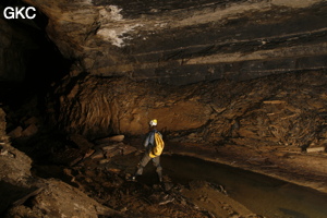 Progression dans la rivière de la Grotte de Dadongpiandong - 大洞偏洞 - (Suiyang 绥阳, Zunyi Shi 遵义市, Guizhou 贵州省, Chine)
