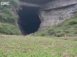 Le grand porche d'entrée de la grotte-perte de Xiadong 下洞 - réseau de Shuanghedong 双河洞 - (Wenquan, Suiyang 绥阳, Zunyi 遵义市, Guizhou 贵州省, Chine 中国) 