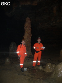 Séance topographie lors du stage de formation technique. Grotte de Dafengdong 大风洞 - réseau de Shuanghedongqun 双河洞 - (Suiyang 绥阳,  Zunyi Shi 遵义市, Guizhou 贵州省)