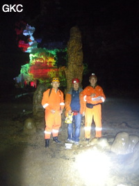 Séance topographie lors du stage de formation technique. Grotte de Dafengdong 大风洞 - réseau de Shuanghedongqun 双河洞 - (Suiyang 绥阳,  Zunyi Shi 遵义市, Guizhou 贵州省)