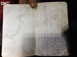 Topographie dans la Grotte de Longtanzishuidong 龙潭子水洞 (aval) - réseau de Shuanghedongqun 双河洞 - (Wenquan, Suiyang 绥阳, Zunyi Shi 遵义市, Guizhou 贵州省, Chine 中国)