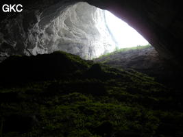 Galerie d'entrée à contre jour grotte de Laoyingwodong - 老鹰窝洞 (Santang 三塘, Zhijin 织金, Bijie Diqu 毕节地区, Guizhou 贵州省, Chine)