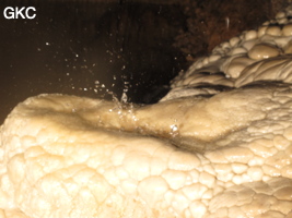 Coulée de calcite active dans la Grotte de Dafengdong 大风洞 - réseau de Shuanghedongqun 双河洞 - (Suiyang 绥阳,  Zunyi Shi 遵义市, Guizhou 贵州省)