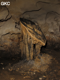 Disque dans la grotte de Shuidong 水洞  (Qiannan 黔南, Pingtang 平塘, Guizhou 贵州省, Chine).