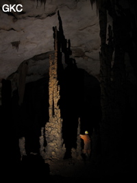 Stalagmites dans la grotte de Shuidong 水洞  (Qiannan 黔南, Pingtang 平塘, Guizhou 贵州省, Chine).