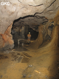 Galerie dans la grotte de Shuidong 水洞 (Qiannan 黔南, Pingtang 平塘, Guizhou 贵州省, Chine).