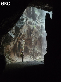 Dans le réseau de Mawangdong 麻王洞 -Lingshandong 灵山洞, la galerie au bas du puits d'entrée de la grotte de Qicaidong - Yonghedong 七彩洞-永和洞 (Guizhou 贵州省, Zunyi 遵義, Zheng'an 正安, Fuyan 郛鄢).