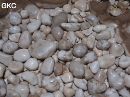 Pisolithes (pseudo ?) dans la grotte de Shuidong 水洞 (Qiannan 黔南, Pingtang 平塘, Guizhou 贵州省, Chine).