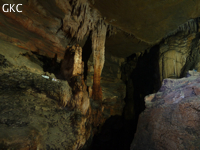 Stalactites, stalagmites, coulées colonne dans la Grotte de Dafengdong 大风洞 - réseau de Shuanghedongqun 双河洞 - (Suiyang 绥阳,  Zunyi Shi 遵义市, Guizhou 贵州省)