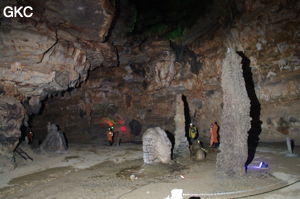 Séance topographie lors du stage de formation technique. Grotte de Dafengdong 大风洞 - réseau de Shuanghedongqun 双河洞 - (Suiyang 绥阳,  Zunyi Shi 遵义市, Guizhou 贵州省)