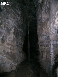 Colonne dans le début de la galerie de la Fausse Fracture dans la grotte de Lingshandong 灵山洞 - réseau de Mawangdong 麻王洞 -. (Fuyan, Zheng'an 正安, Zunyi Shi 遵义市, Guizhou 贵州省, Chine 中国)