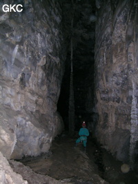 Colonne dans le début de la galerie de la Fausse Fracture dans la grotte de Lingshandong 灵山洞 - réseau de Mawangdong 麻王洞 -. (Fuyan, Zheng'an 正安, Zunyi Shi 遵义市, Guizhou 贵州省, Chine 中国)