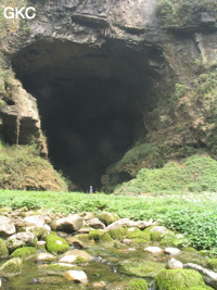 L'entrée amont (résurgence) de Longtanzishuidong 龙潭子水洞 dans le fond de la doline de Longtanzi 龙潭子. Dans le réseau de Shuanghedongqun (Wenquan, Suiyang, Zunyi, Guizhou)