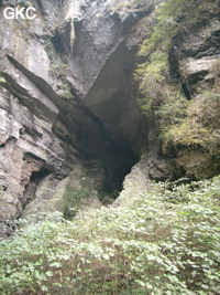 L'entrée de la grotte de Longqiaogedong (Grotte de la pagode de l'arche du dragon) 龙桥阁洞,  réseau de Longnudong 龙女洞. (Shipin, Zheng'an 正安, Zunyi Shi 遵义市, Guizhou 贵州省, Chine 中国)