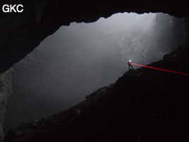 Topographie en bas du puits d'entrée de la grotte de Xiangshuidong 响水洞 (Fuyan 桴焉, Zheng'an 正安, Zunyi Shi 遵义市, Guizhou 贵州省, Chine)