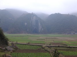 Le porche d'entrée de Dadong 大洞, ouverture béante sur la bordure nord du poljé de Rangshuiba. (Suiyang 绥阳, Zunyi 遵义市, Guizhou 贵州省, Chine).