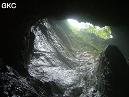 Le puits d'entrée de la Grotte de Laoyingdong 老鹰洞 (Suiyang 绥阳, Zunyi 遵义市, Guizhou 贵州省, Chine 中国).