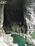 Topographie dans la grotte-tunnel de Qilongdong 骑龙洞 (Xiantang 羡塘镇, Huishui 惠水, Guizhou 贵州省, Qiannan 黔南, Chine 中国).