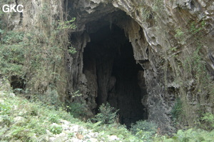 L'entrée nord-ouest de la Grotte tunnel de Fuxidong 伏屣洞 (Xiantang 羡塘镇, Huishui 惠水, Guizhou 贵州省, Qiannan 黔南, Chine 中国).