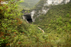 Le porche d'entrée de la grotte-perte de Wengdaxiadong 翁达下洞 (Xiantang 羡塘镇, Huishui 惠水, Guizhou 贵州省, Qiannan 黔南, Chine 中国).