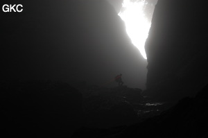 Topographie dans le puits d'entrée de la grotte de Xiangshuidong 响水洞 (Fuyan 桴焉, Zheng'an 正安, Zunyi Shi 遵义市, Guizhou 贵州省, Chine)