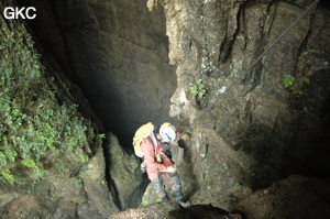 Dans le puits d'entrée de la grotte-perte de Laoyingdong 老鹰洞 (Suiyang 绥阳, Zunyi 遵义市, Guizhou 贵州省, Chine 中国).