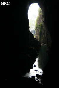 Grotte résurgence de Yanzidong 燕子洞 (Xiantang 羡塘镇, Huishui 惠水, Guizhou 贵州省, Qiannan 黔南, Chine 中国).